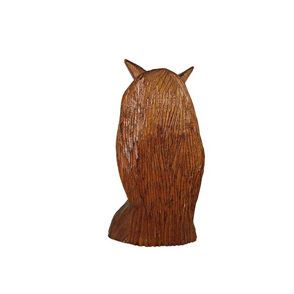 Vintage Handcrafted Wooden Sculpture Statue Art Home Decor Owl Figurine 12" Tall - Picture 5 of 11
